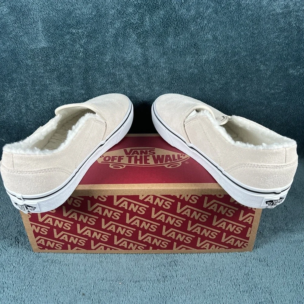 Vans Asher Slip On‎ Shoes Women's Size 6 Suede Sherpa Desert Taupe Sneakers